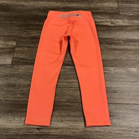 Athleta Leggings XXS Orange Neon Back Zipper Pocket Cropped - Picture 2 of 11